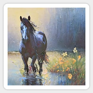 water, flowers and horse Sticker